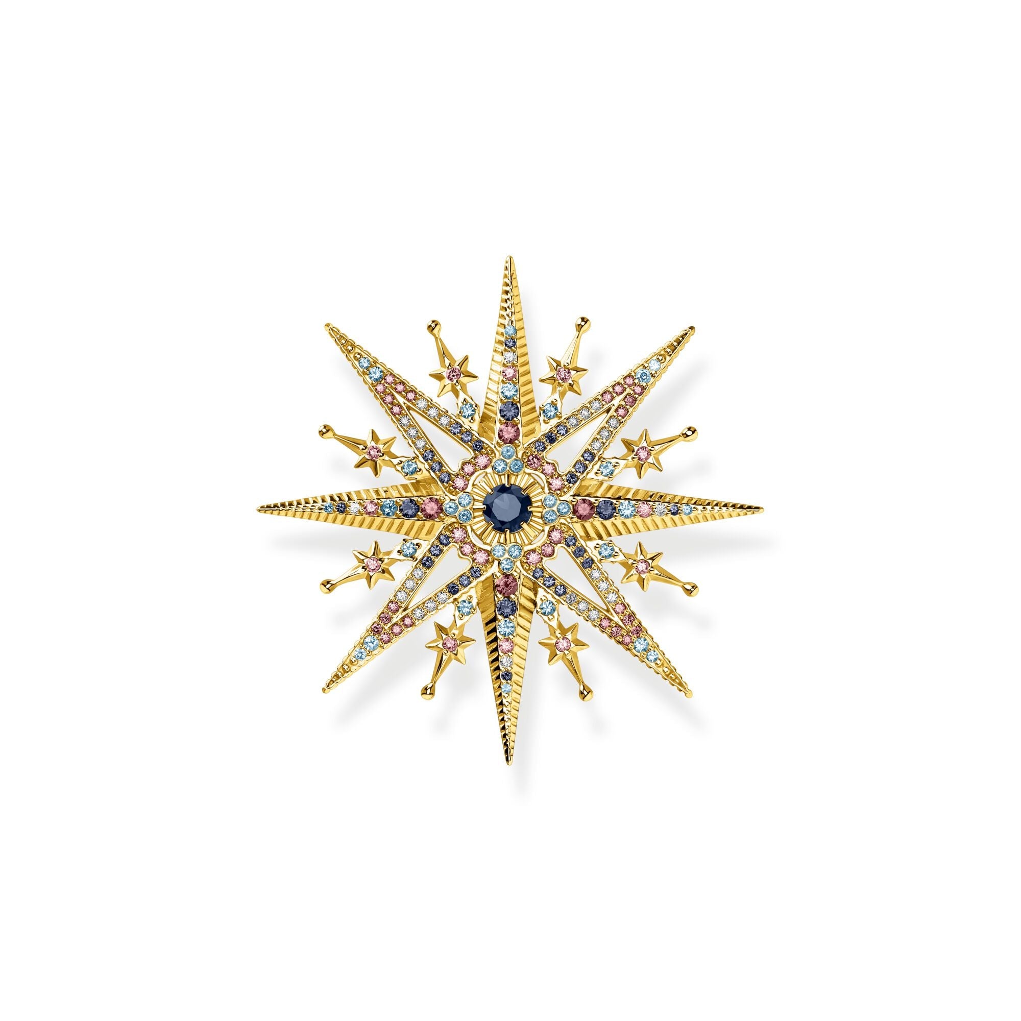 Thomas Sabo Gold Plated Sterling Silver Colourful Star Brooch - Silver