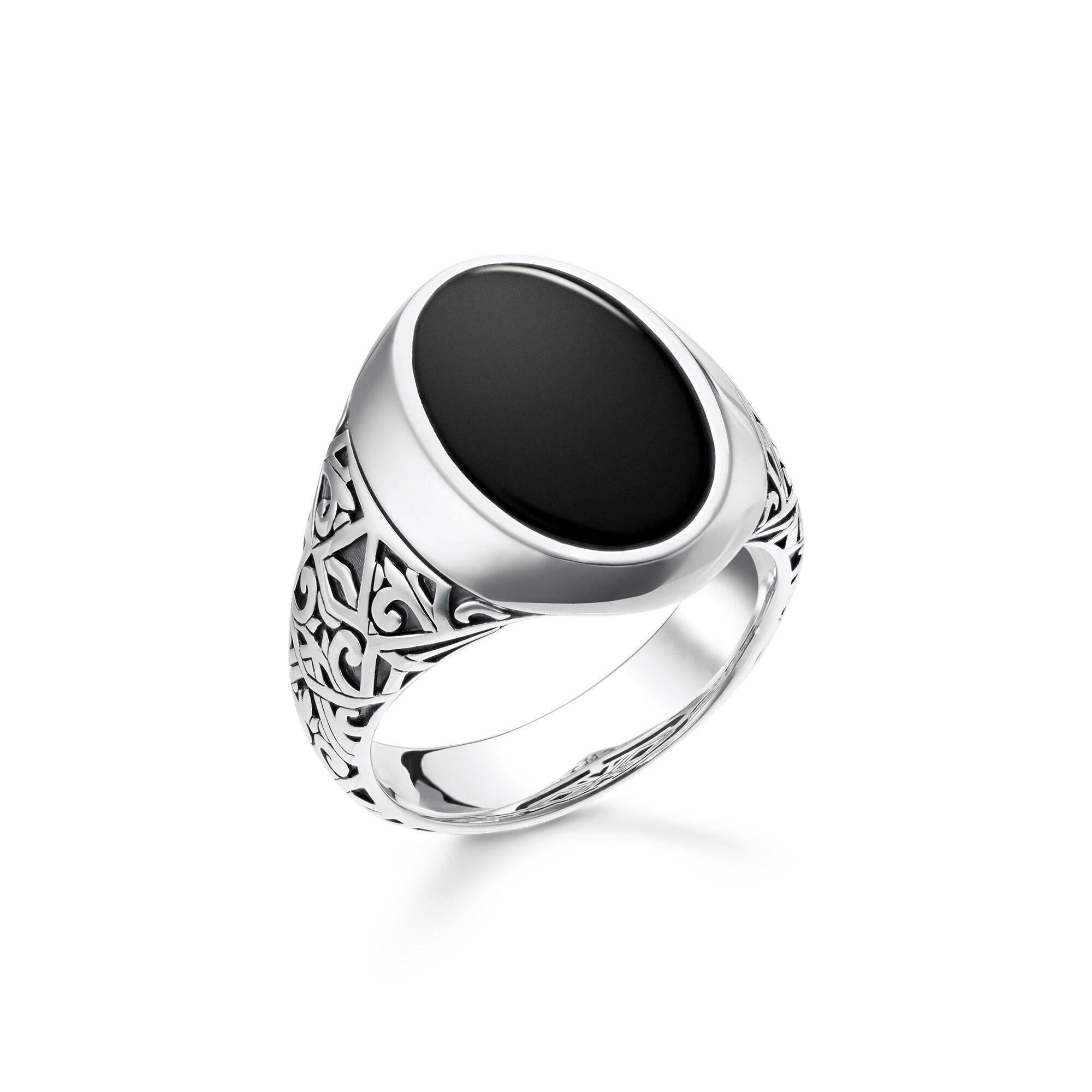 Thomas Sabo Rebel At Heart Sterling Silver Black Onyx Signet Ring - 62