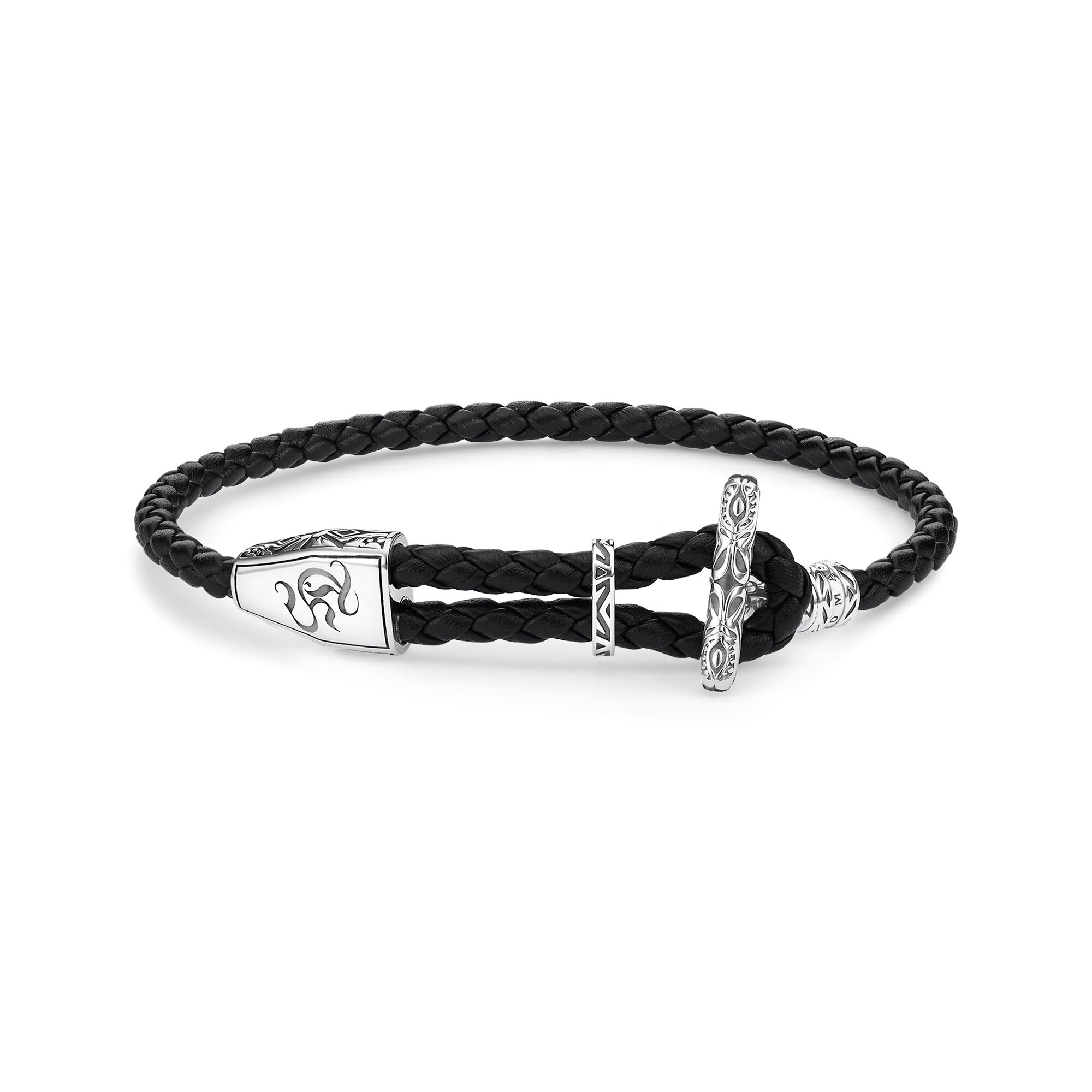 Thomas Sabo Rebel At Heart Sterling Silver Black Ornament Braided Bracelet