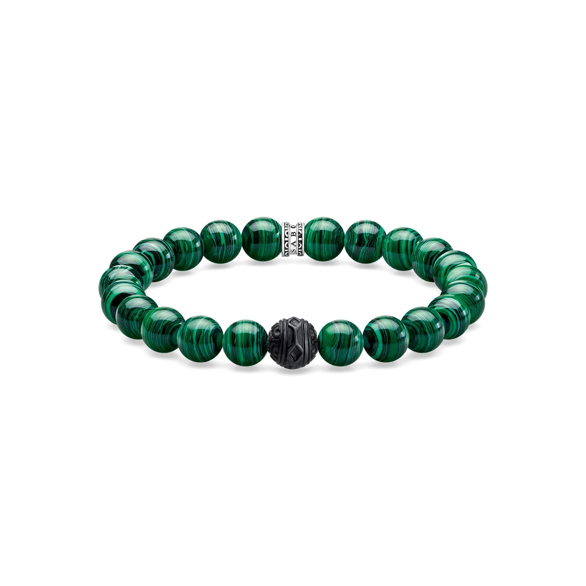 Thomas Sabo Rebel At Heart Sterling Silver Green Black Cat Bracelet - 19cm