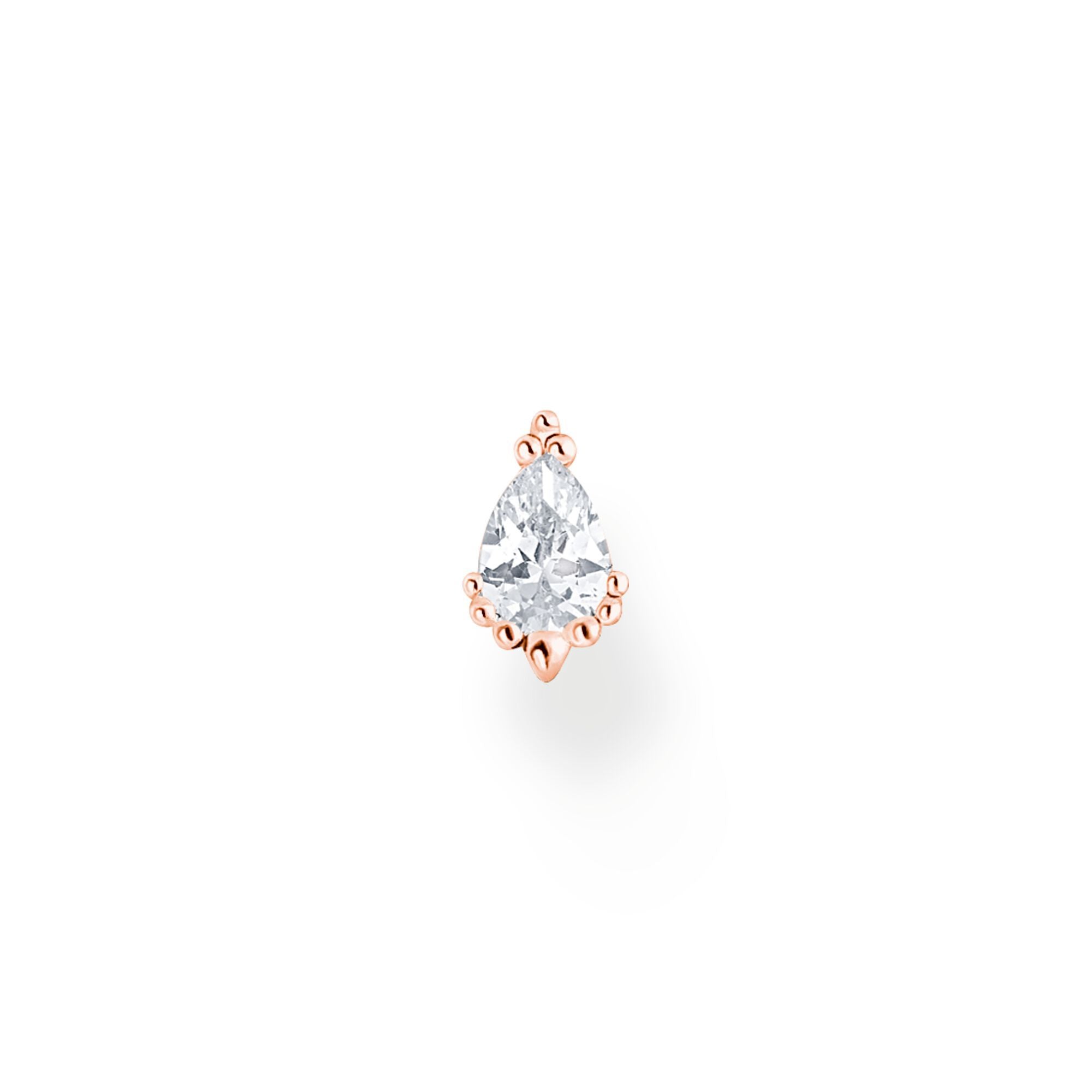 Thomas Sabo Rose Gold Plated Sterling Silver Ice Crystal Single Stud Earring - Silver