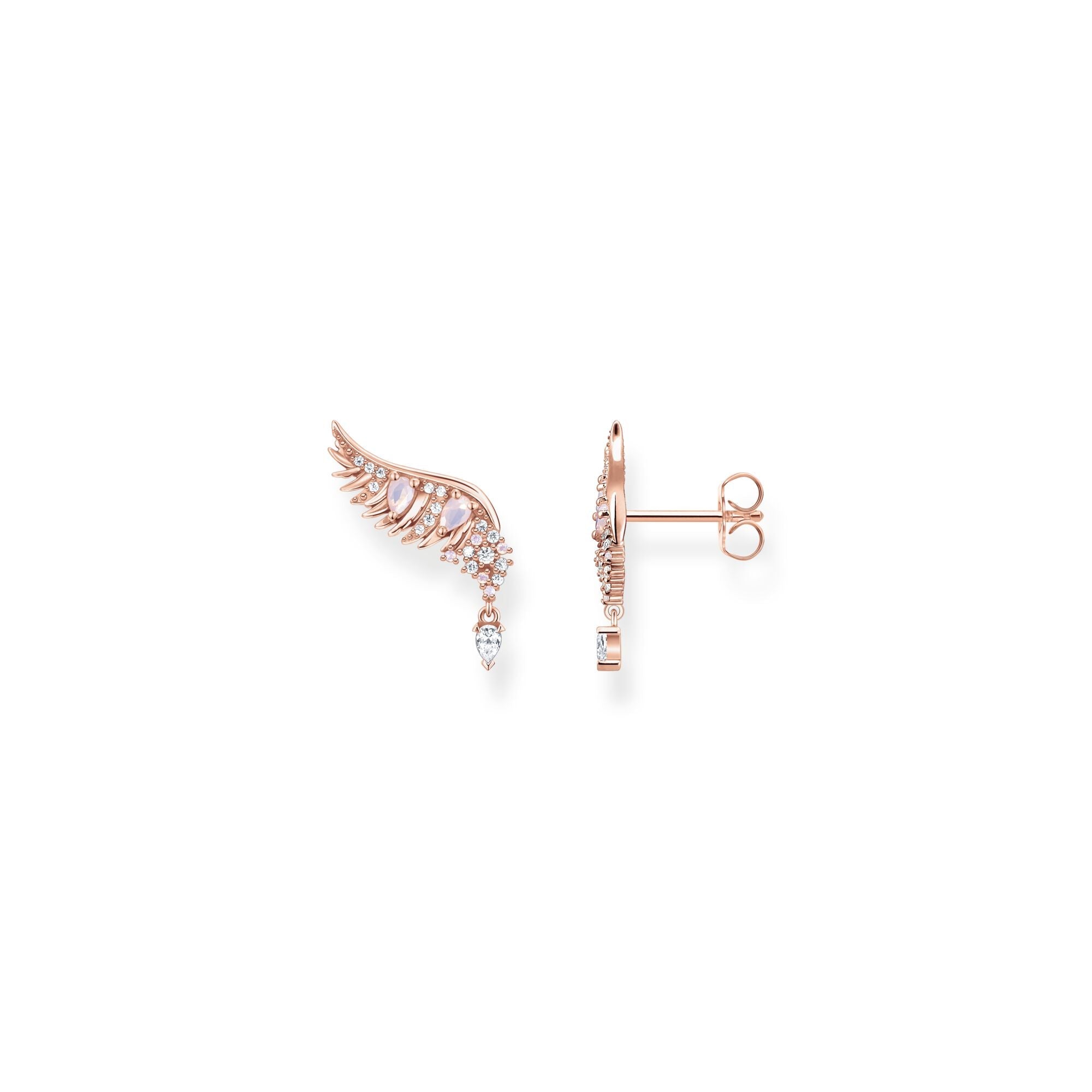 Thomas Sabo Rose Gold Plated Sterling Silver Phoenix Wing Pink Stones Earrings - Silver