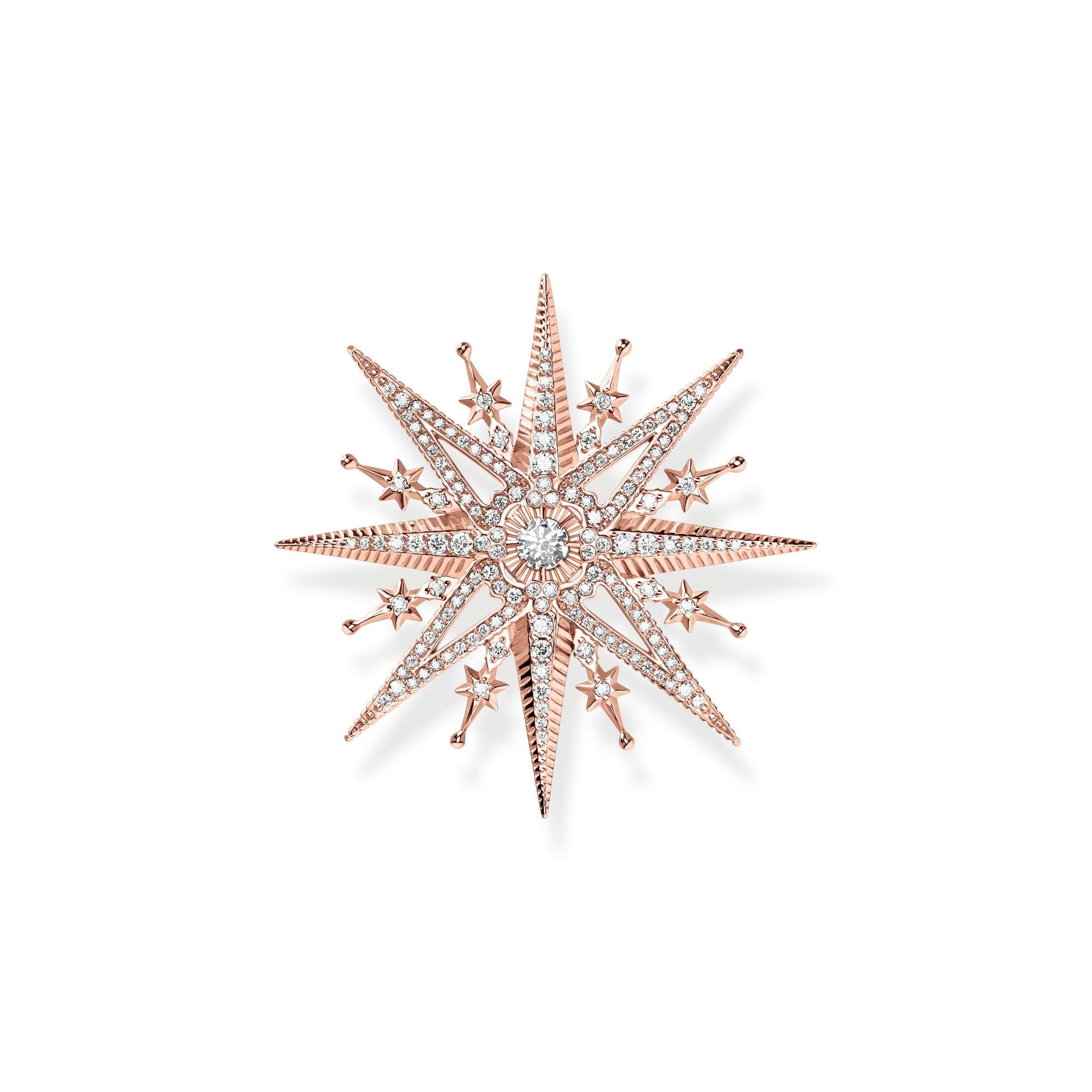 Thomas Sabo Rose Gold Plated Sterling Silver Pink Star Brooch - Silver