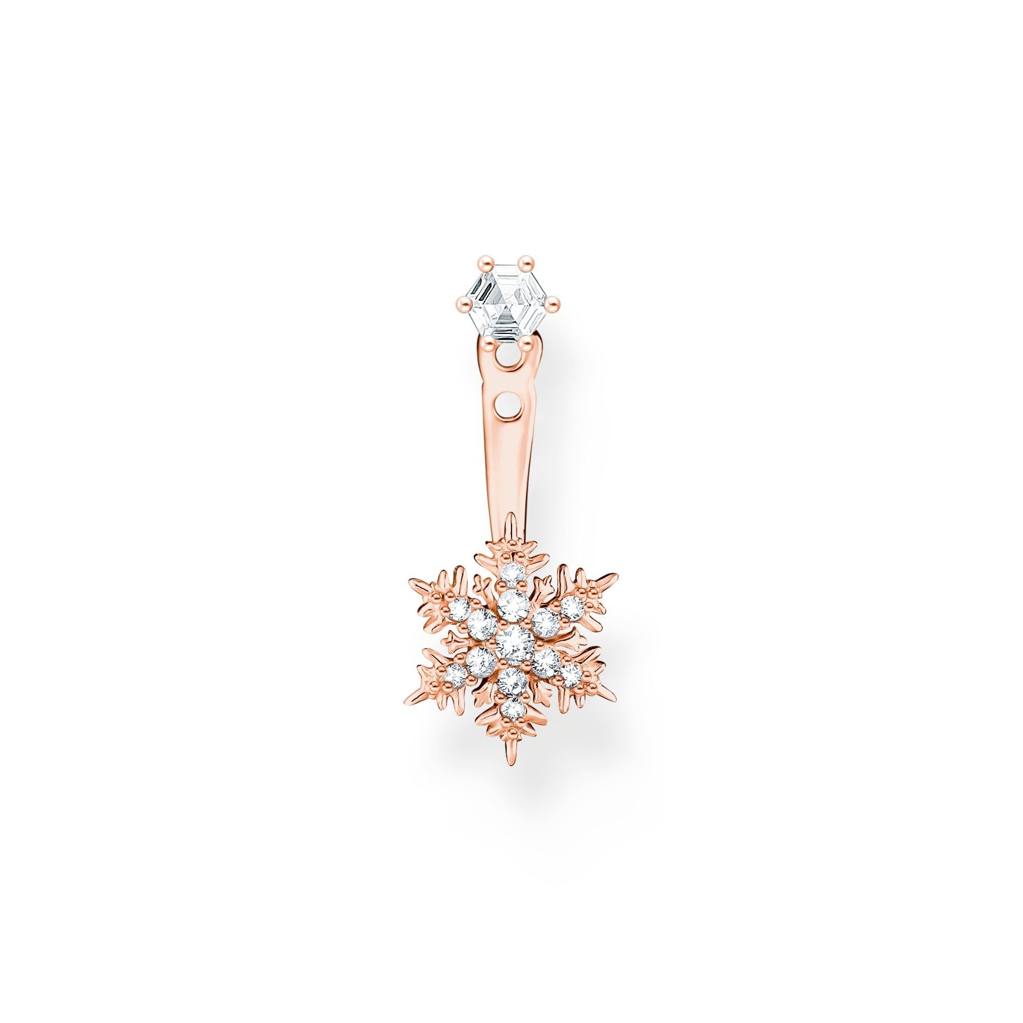 Thomas Sabo Rose Gold Plated Sterling Silver Snowflake Single Stud Earring - Silver