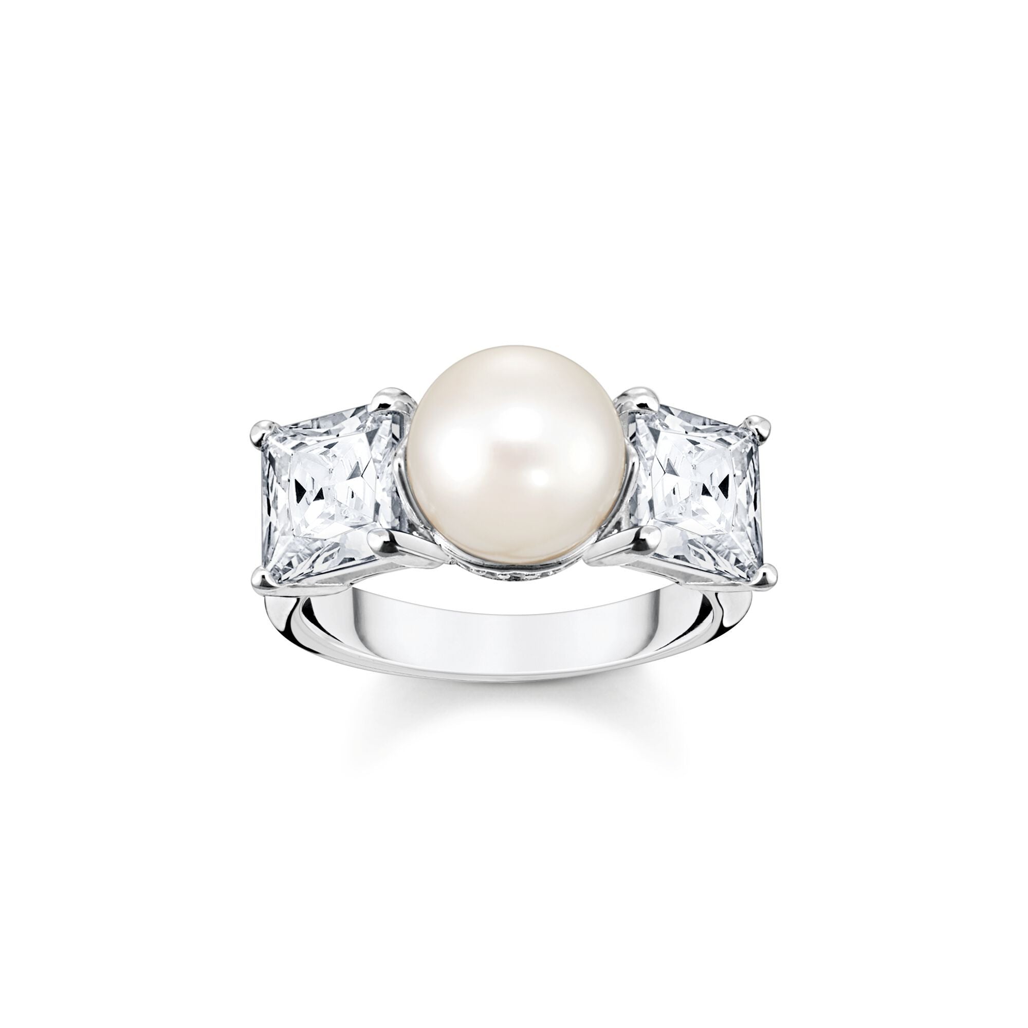 Thomas Sabo Sterling Silver Freshwater Pearl White Stone Ring - 58