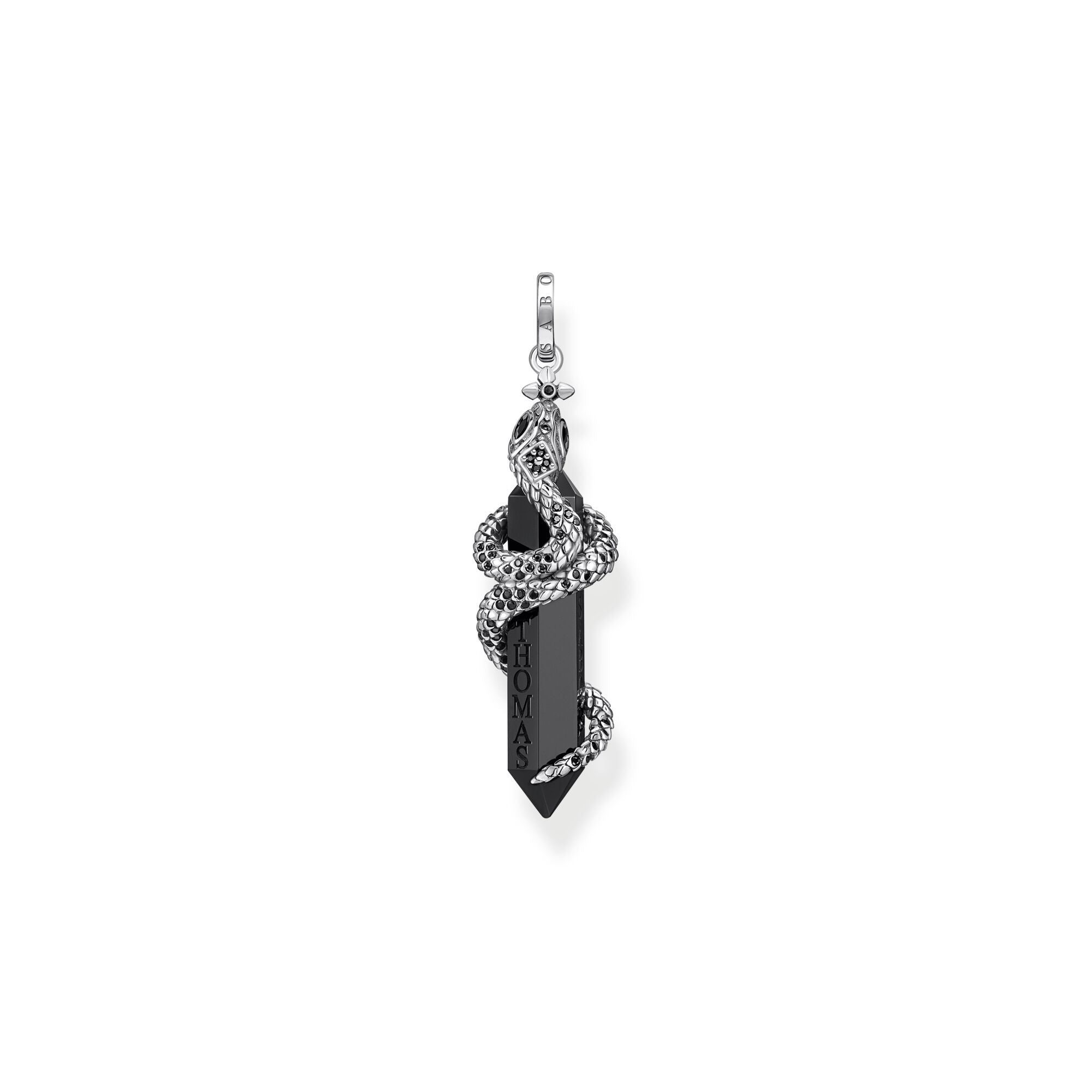 Thomas Sabo Sterling Silver Blackened Onyx with Snake Pendant - Silver