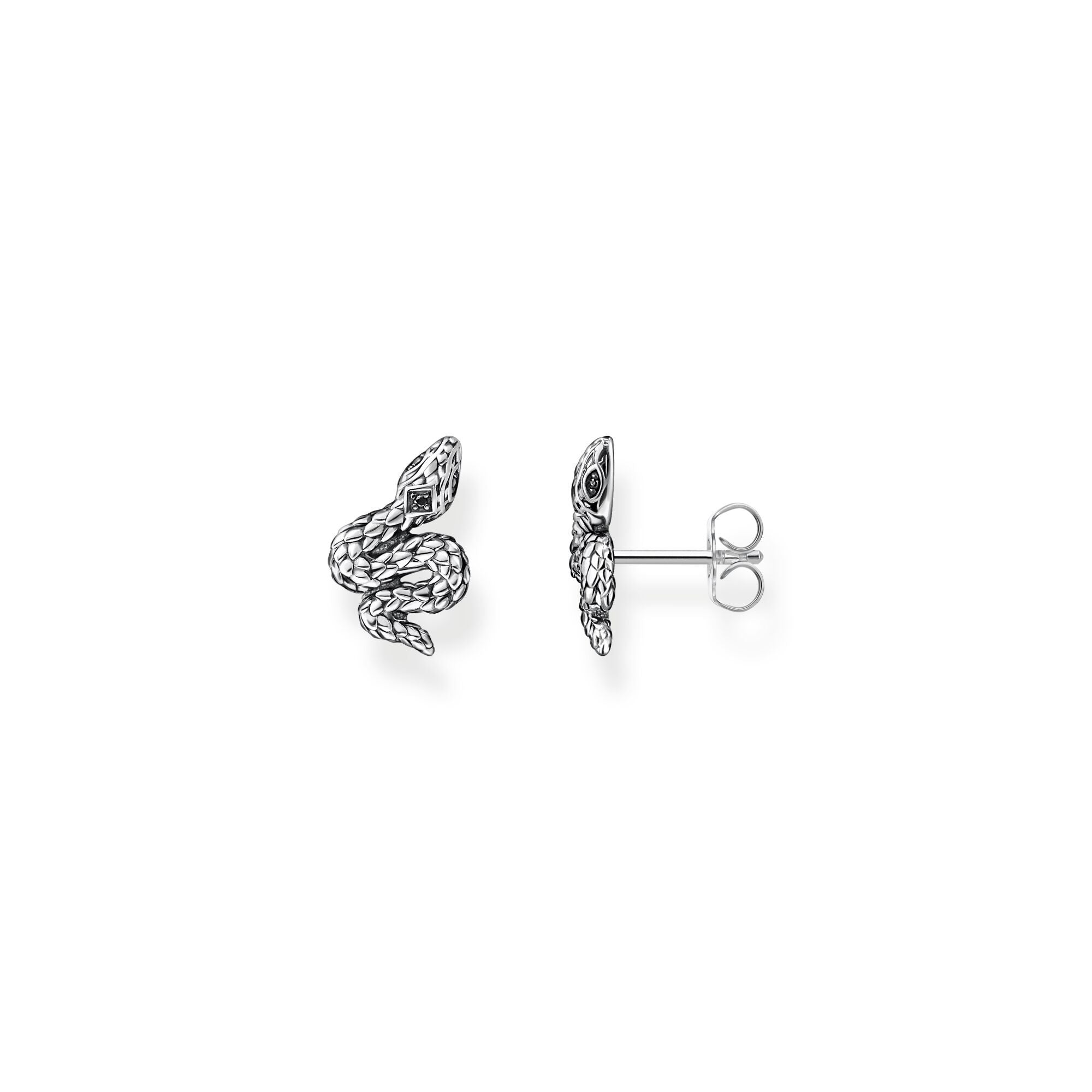 Thomas Sabo Sterling Silver Blackened Snake Stud Earrings - Silver