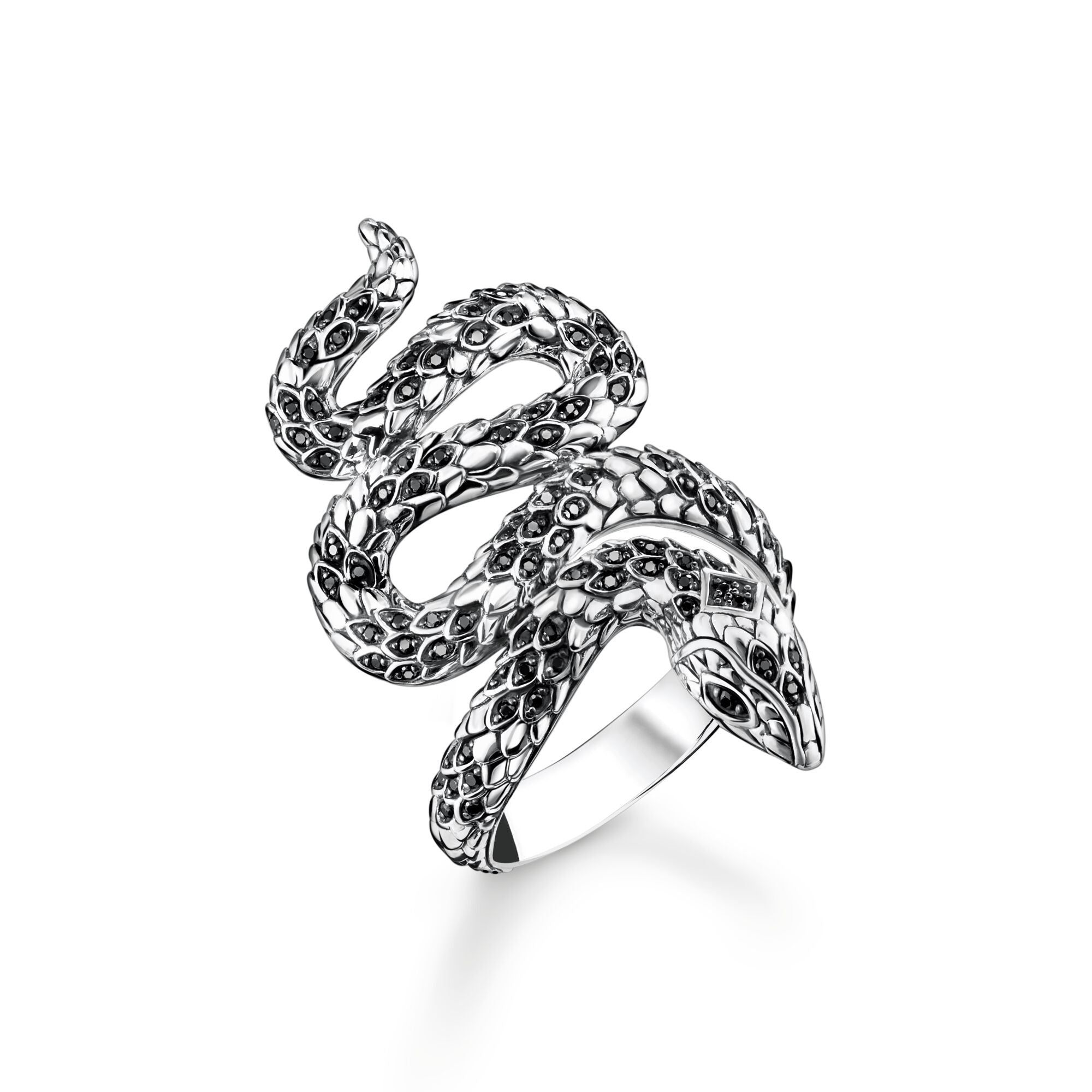 Thomas Sabo Sterling Silver Blackened Snake Ring - 58