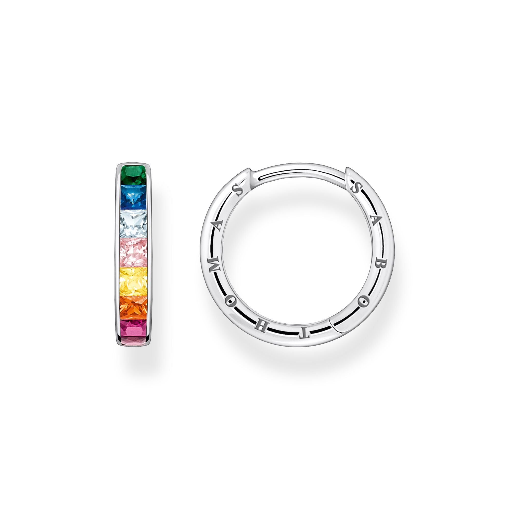 Thomas Sabo Sterling Silver Colourful Stone Hoop Earrings - Silver