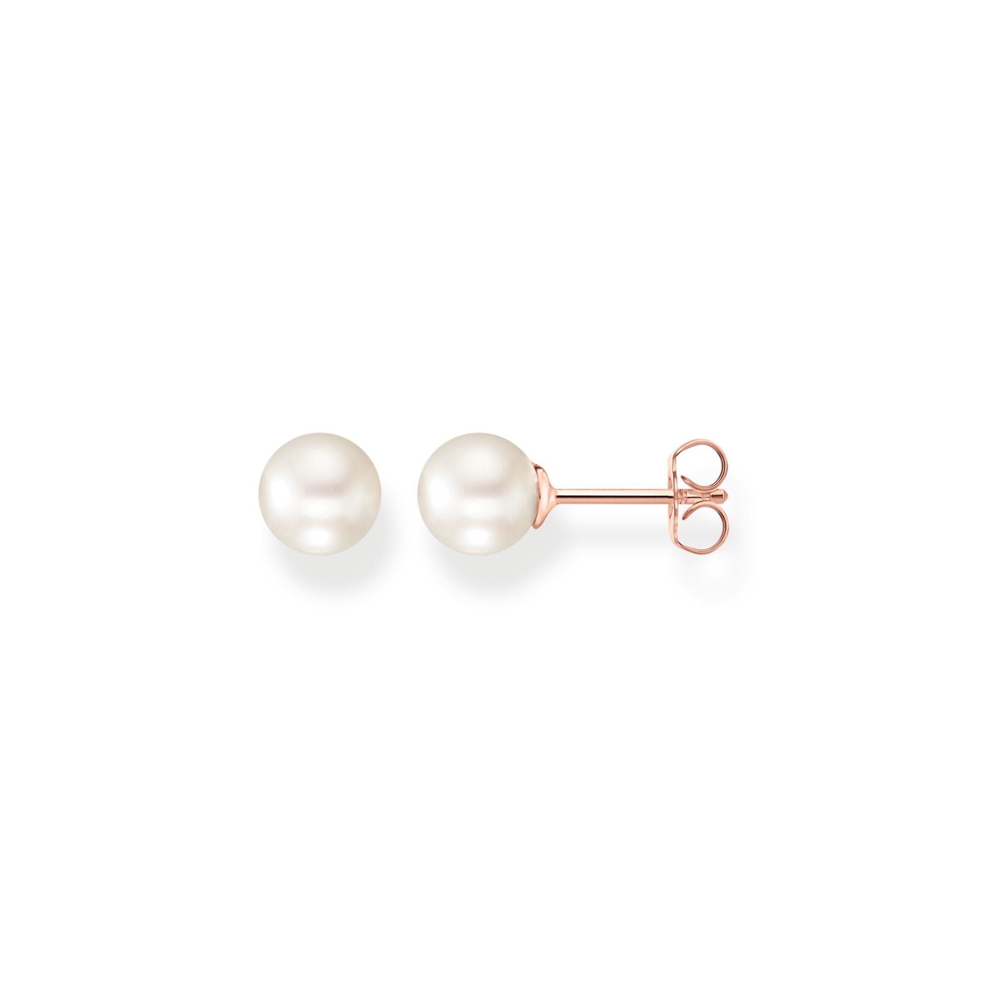 Thomas Sabo Rose Gold Plated Sterling Silver Freshwater Pearl Stud Earrings - Silver