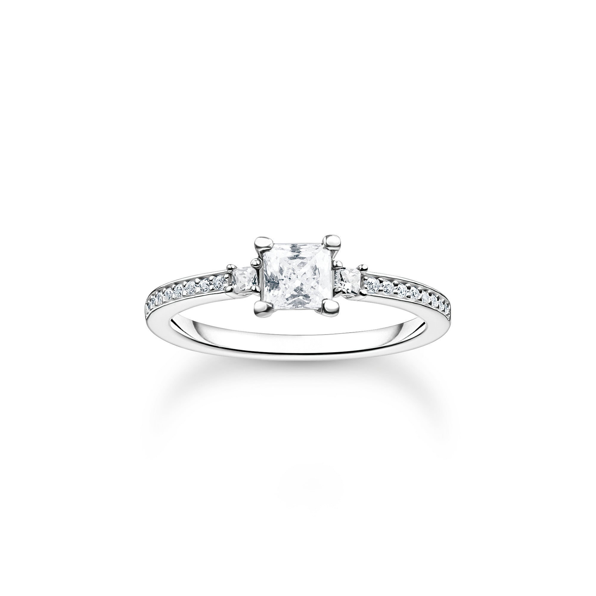 Thomas Sabo Sterling Silver Pave White Stone Ring - 60