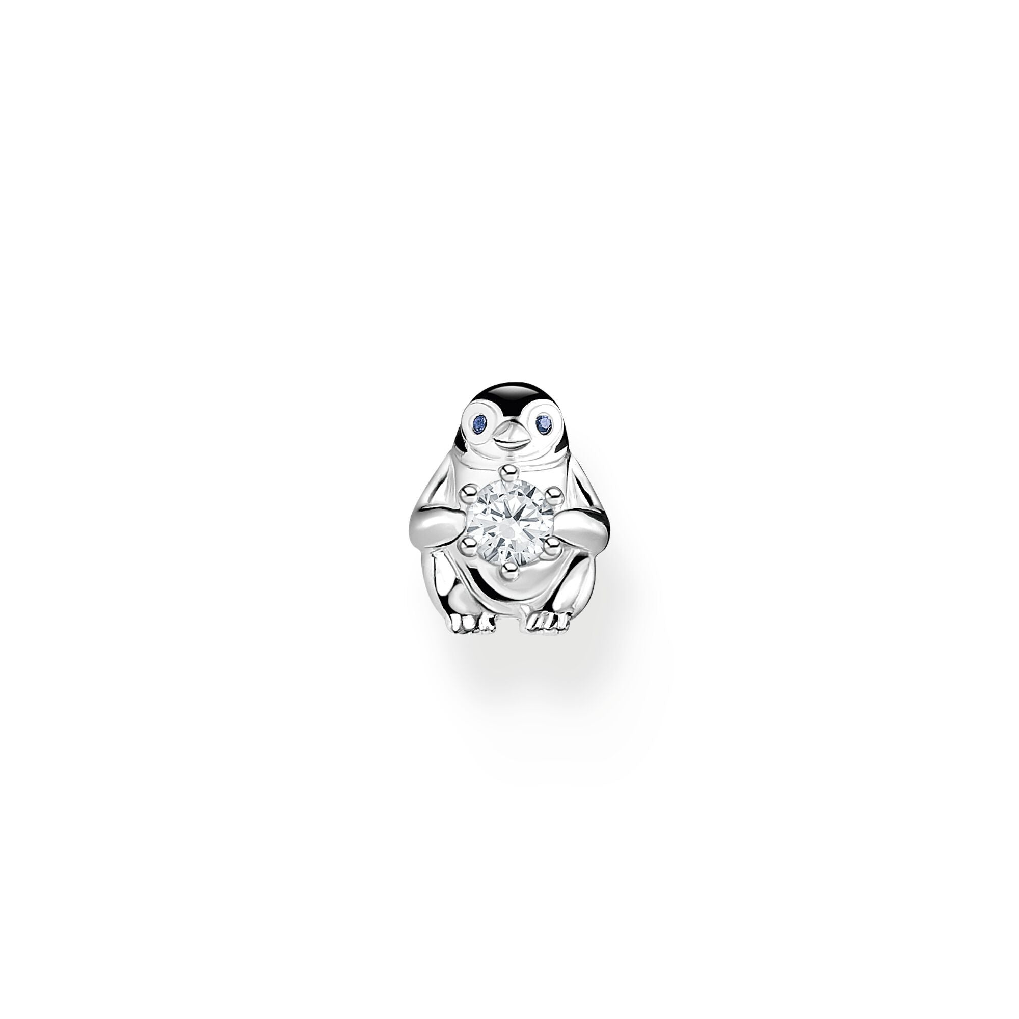 Thomas Sabo Sterling Silver Penguin White Stones Single Stud Earring - Silver
