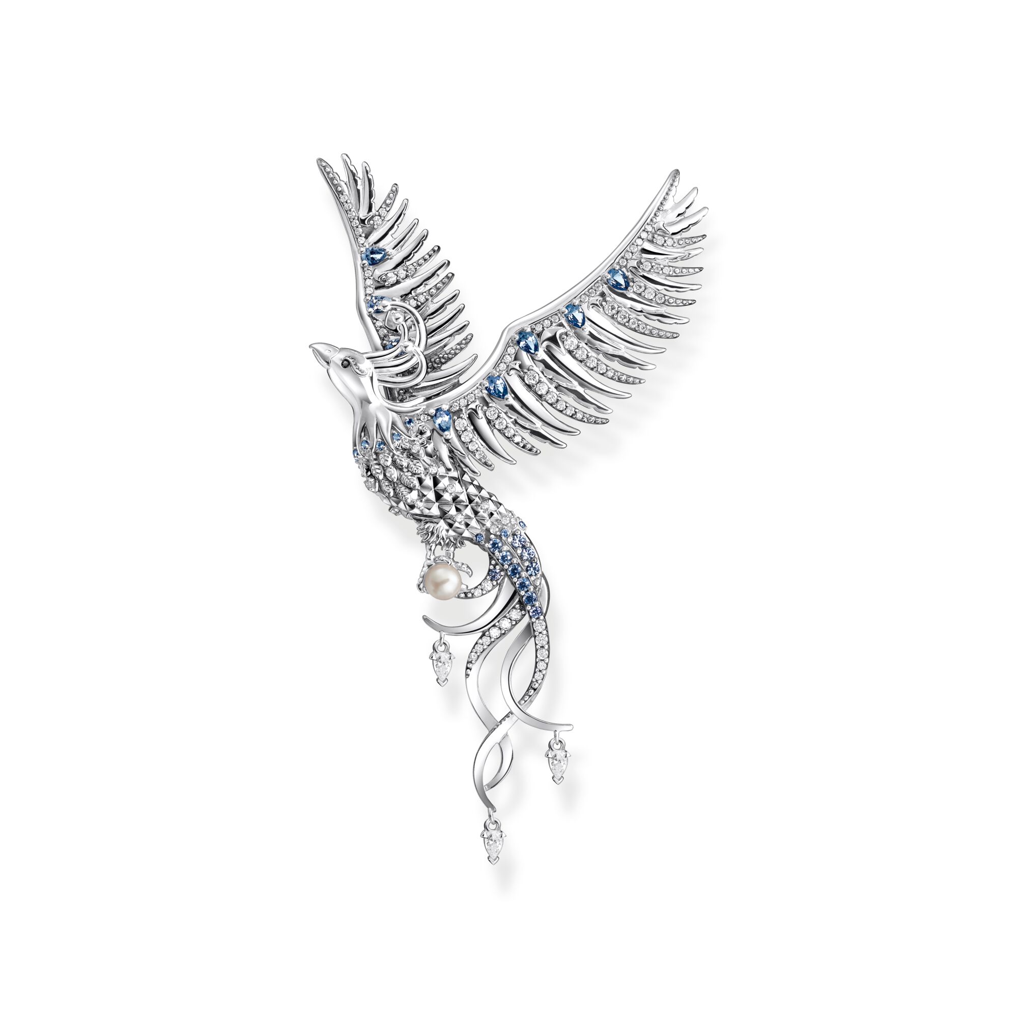 Thomas Sabo Sterling Silver Phoenix Blue Stones Pendant - Silver