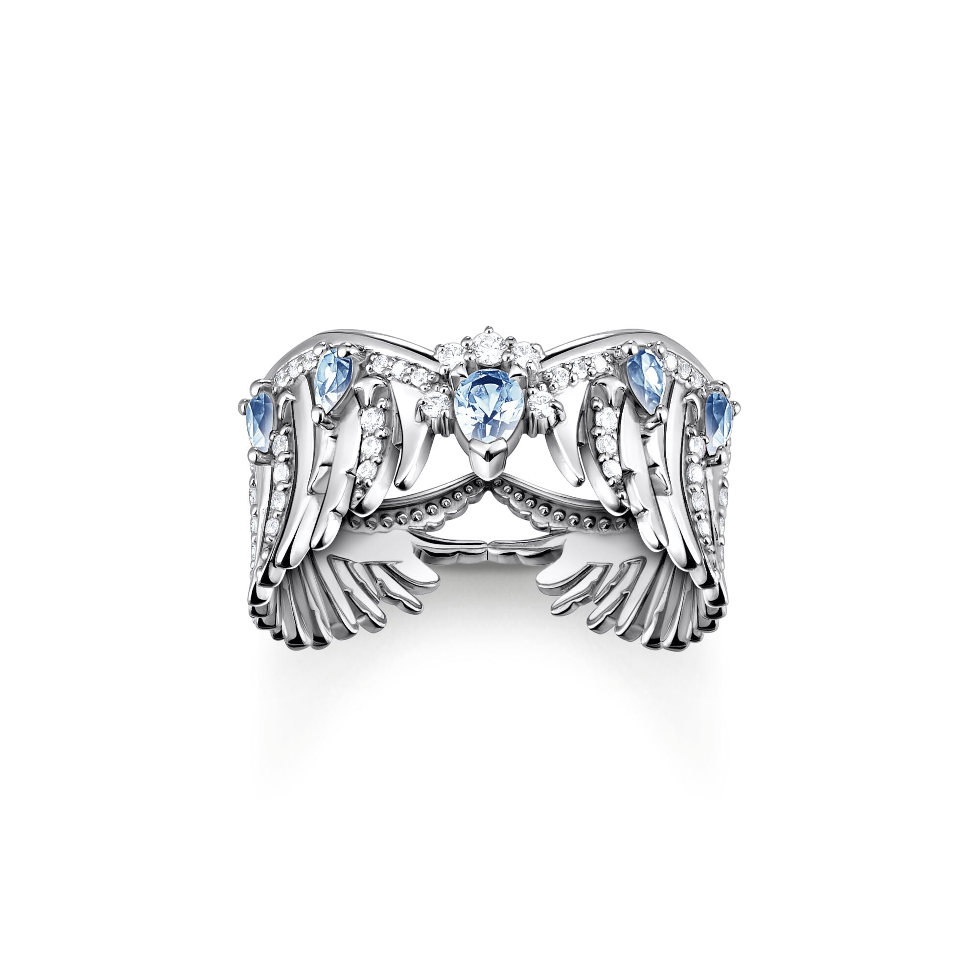 Thomas Sabo Sterling Silver Phoenix Wing Blue Stones Ring - 48