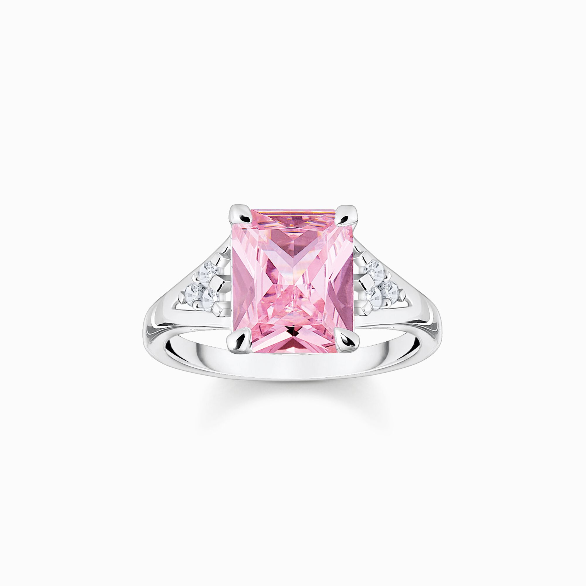 Thomas Sabo Sterling Silver Pink White Stones Ring - 54