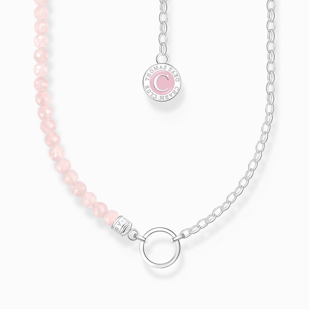 Thomas Sabo Sterling Silver Rose Quartz Charmista Member Charm Necklace with Coin - 37cm