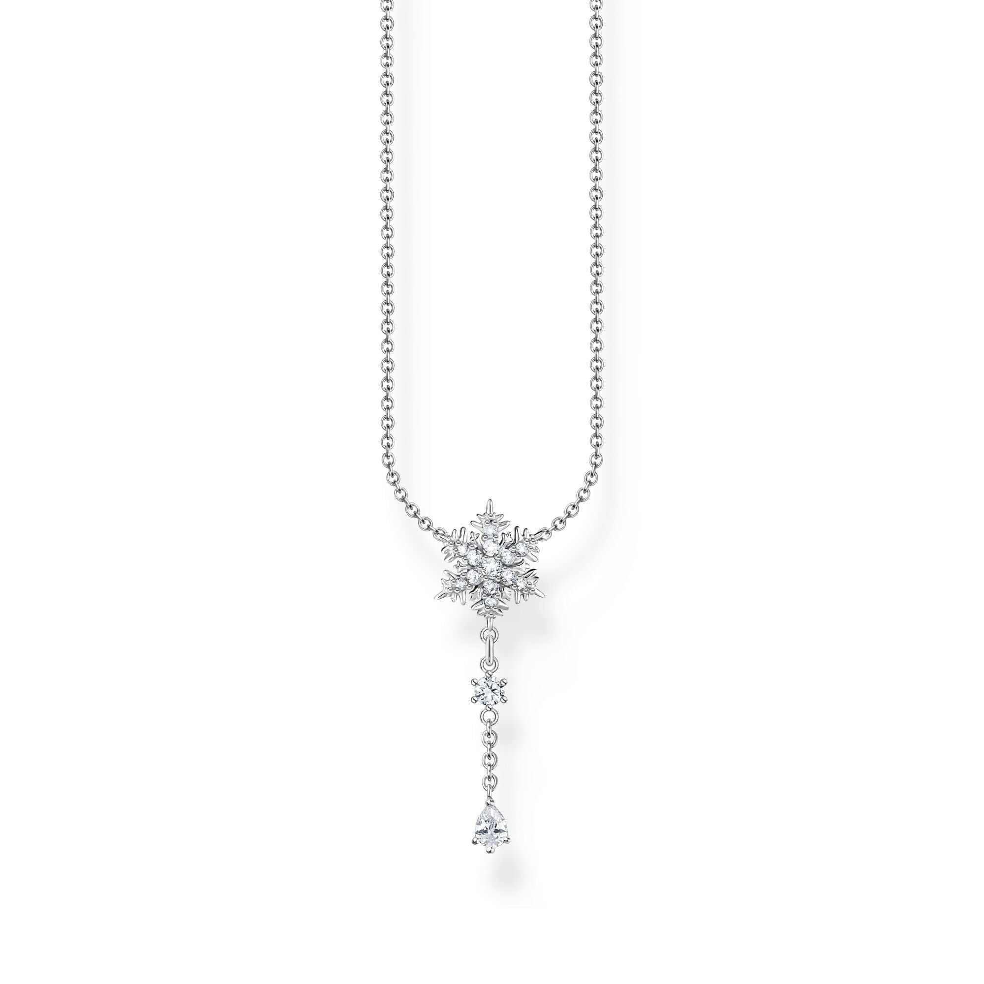 Thomas Sabo Sterling Silver Snowflake White Stones Necklace - Silver