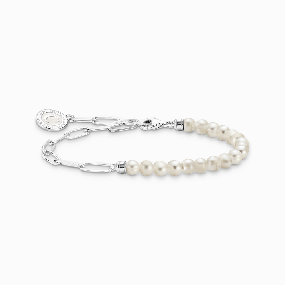 Thomas Sabo Sterling Silver White Pearl Charmista Member Charm Bracelet with Coin - 15cm