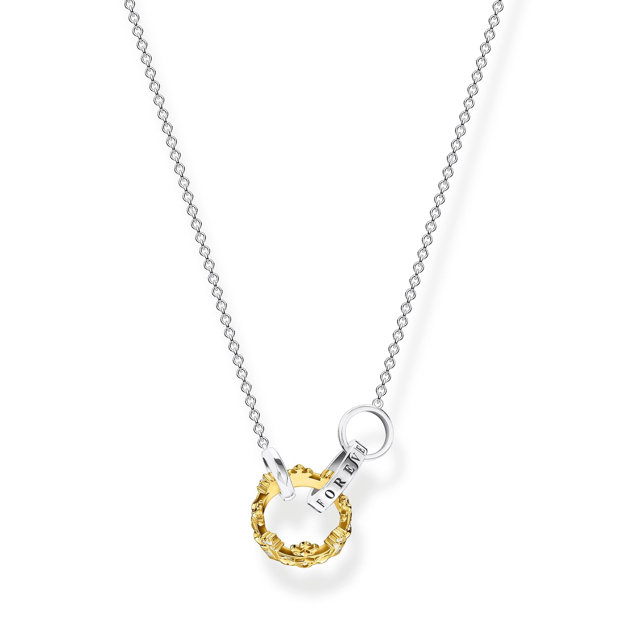 Thomas Sabo Sterling Silver Yellow Gold Plated Crown Necklace