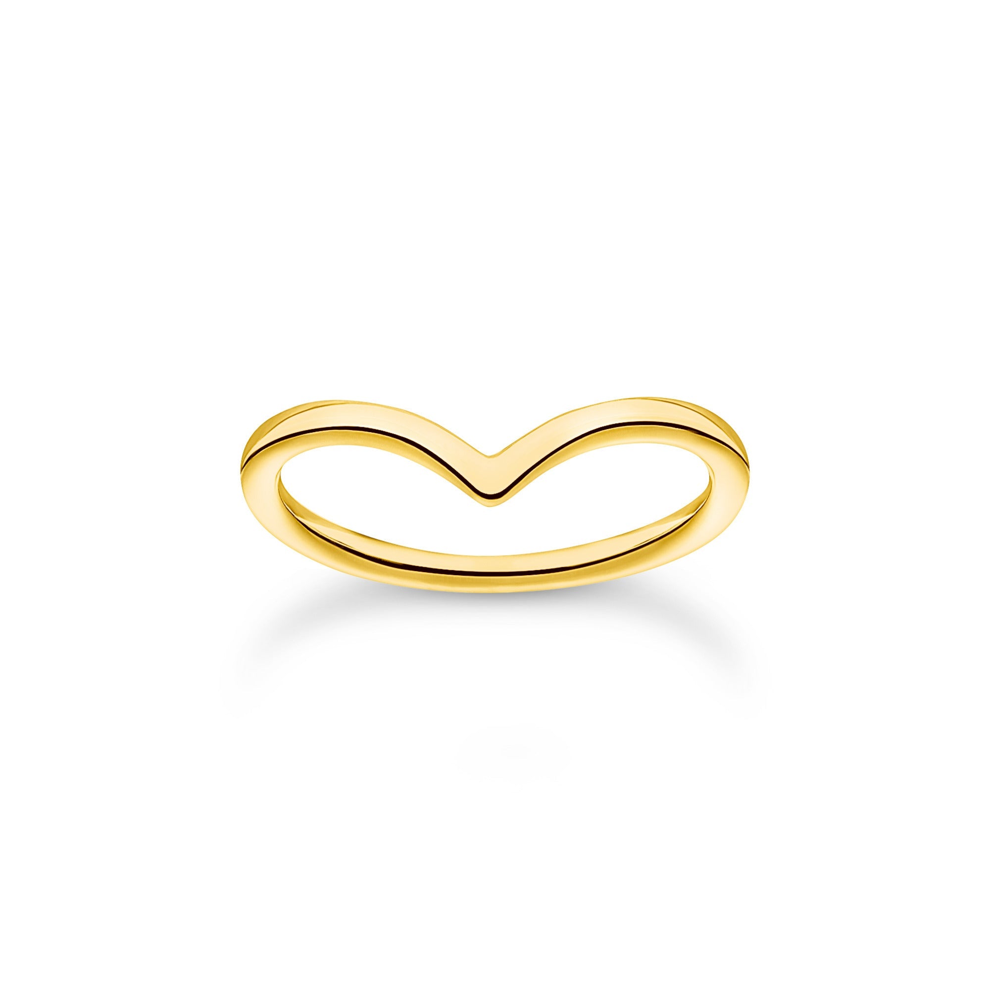Thomas Sabo Yellow Gold Plated Sterling Silver V-Shape Ring - 58