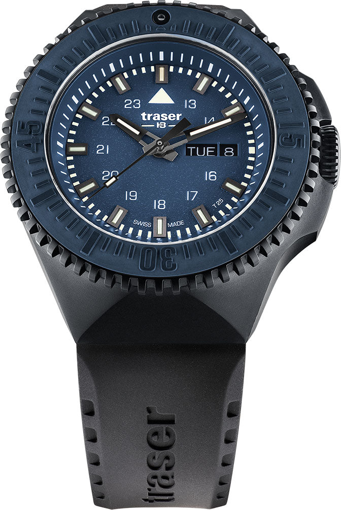 Traser H3 Watch P69 Black Stealth Blue Rubber - Blue
