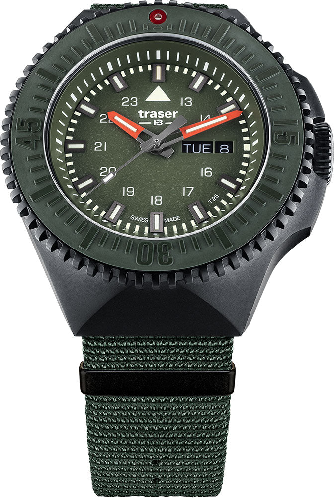 Traser H3 Watch P69 Black Stealth Green Nato - Green