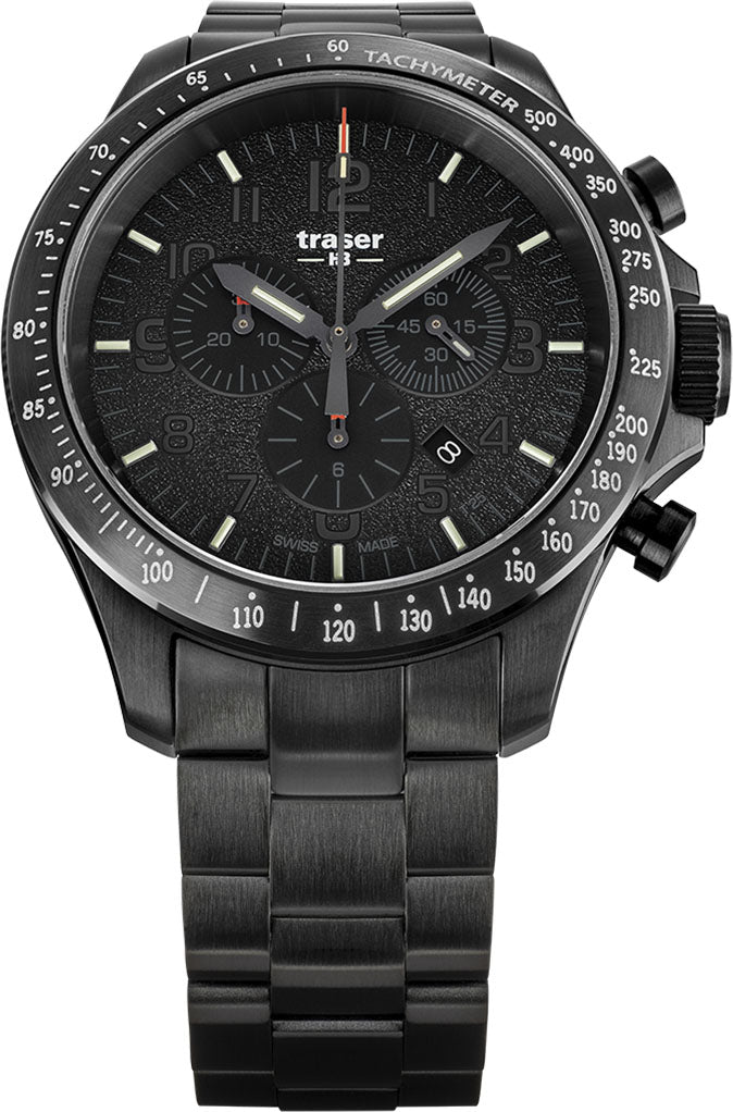 Traser H3 Watch P67 Officer Pro Chrono Black PVD Bracelet - Black