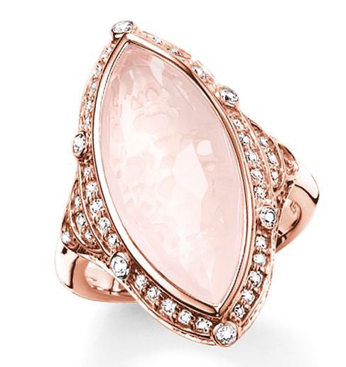 Thomas Sabo Glam And Soul Rose Gold Rose Quartz Ring D - 54
