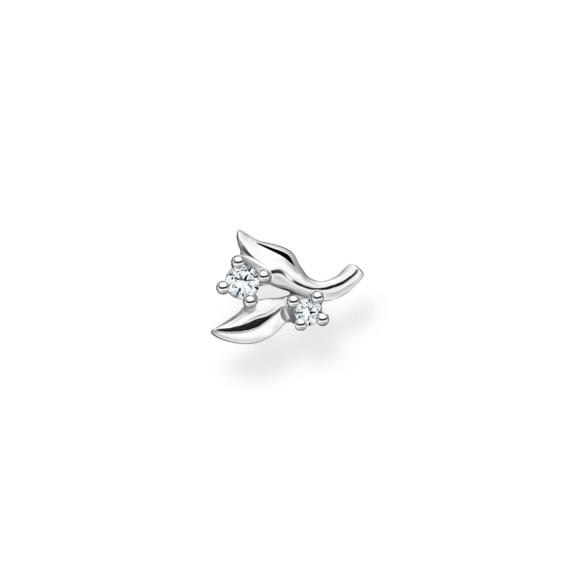 Thomas Sabo Leaves Sterling Silver White Stone Single Stud Earring - Silver