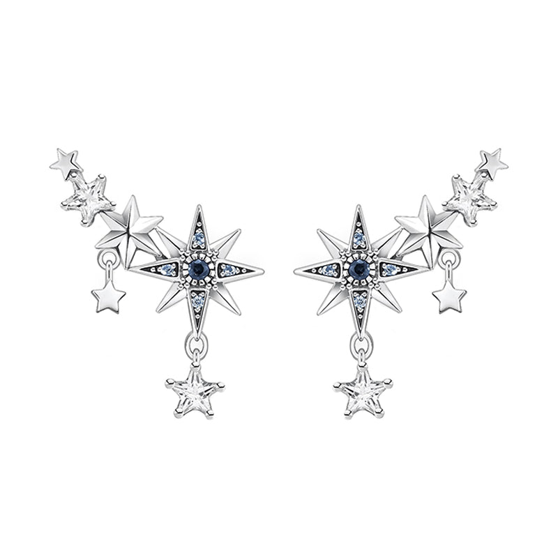 Thomas Sabo Royalty Sterling Silver Star Climber Earrings - Silver