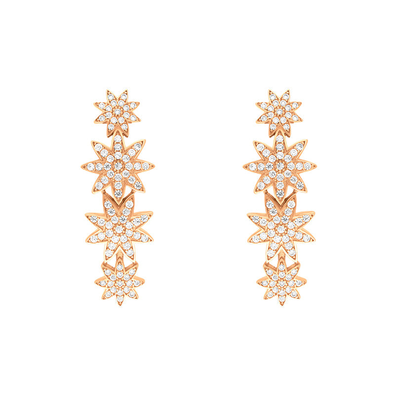 Vixi Jewellery Nova Rose Gold Star Earrings D - Silver
