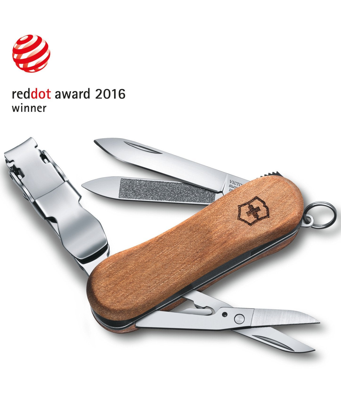 Victorinox Swiss Army Small Pocket Knife Nail Clip Wood 580 Walnut - Silver