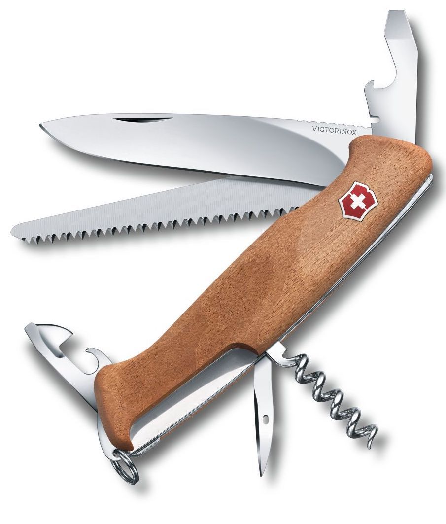 Victorinox Swiss Army Large Pocket Knife Rangerwood 55 Walnut - Silver