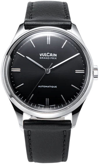 Vulcain Watch Grand Prix Black Calf Leather