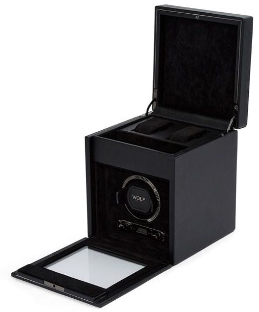 WOLF Watch Winder British Racing Black Single Storage - Black