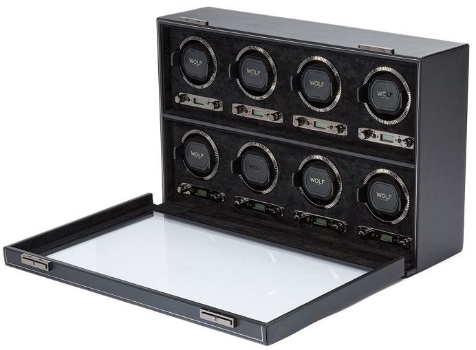 WOLF Watch Winder British Racing Black 8pc - Black