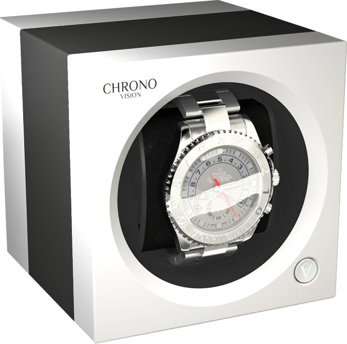Chronovision One Watch Winder Bluetooth Titanium Anodized White Silk - Black