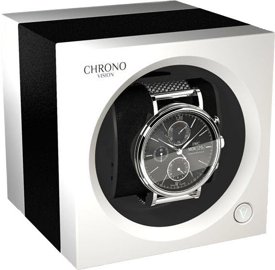 Chronovision One Watch Winder Bluetooth Black Anodized White Silk - Black
