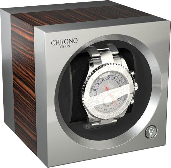Chronovision One Watch Winder Bluetooth Macassar Silk Chrome Silk - Black