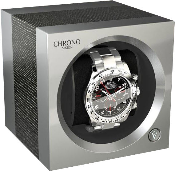Chronovision One Watch Winder Bluetooth Argento Silk Chrome Silk - Black