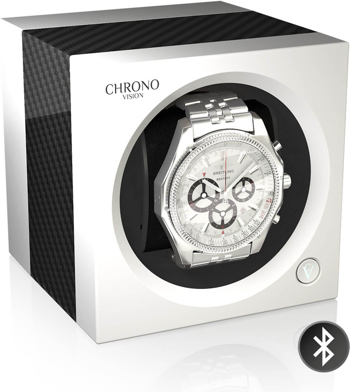 Chronovision One Watch Winder Bluetooth Carbon White Silk - Black