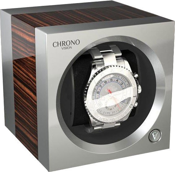 Chronovision One Watch Winder Bluetooth HighmGloss Chrome Silk - Black