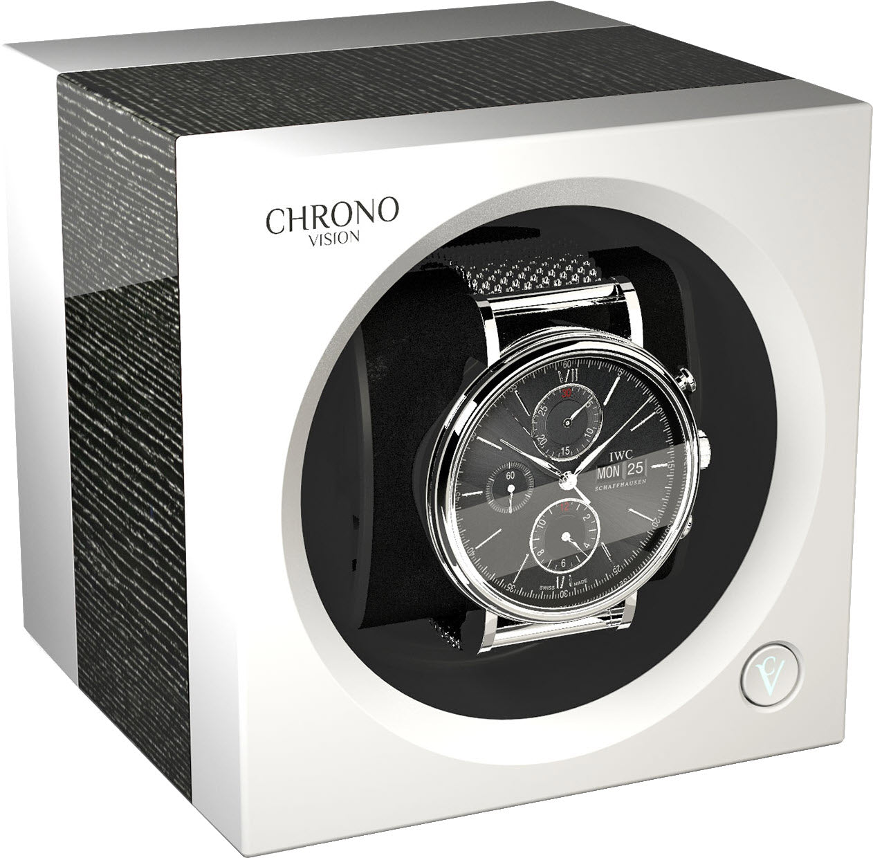 Chronovision One Watch Winder Bluetooth Argento High Gloss White Silk - Black