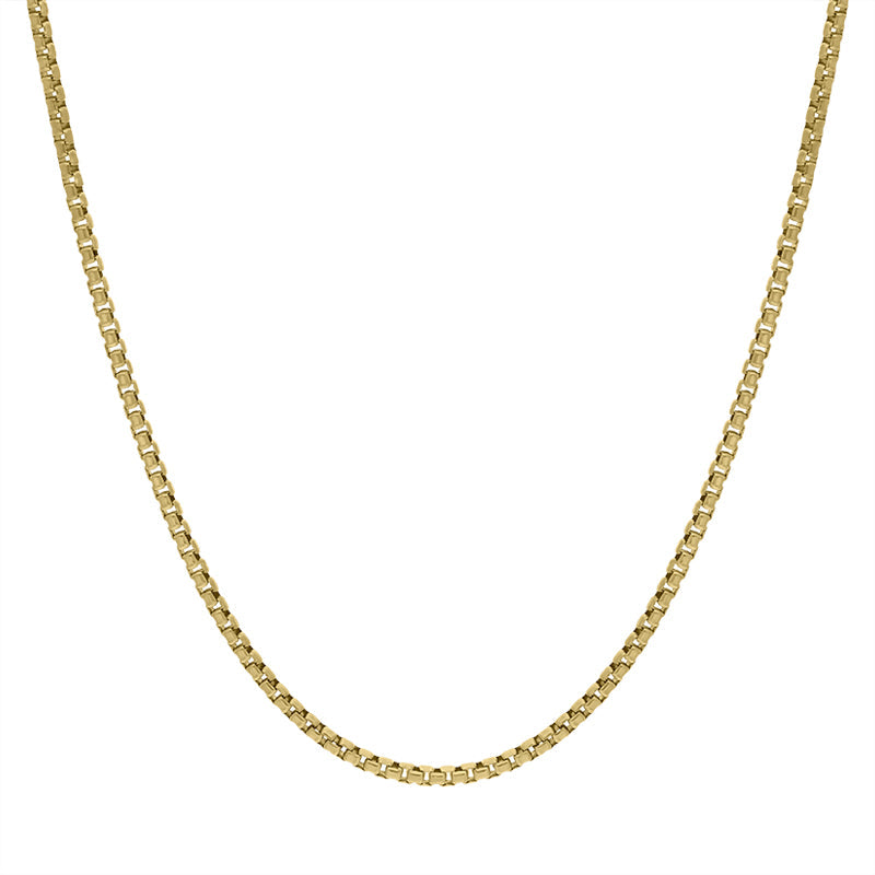 Yellow Gold Plated Sterling Silver 18 Inch Rounded Box Chain - Gold