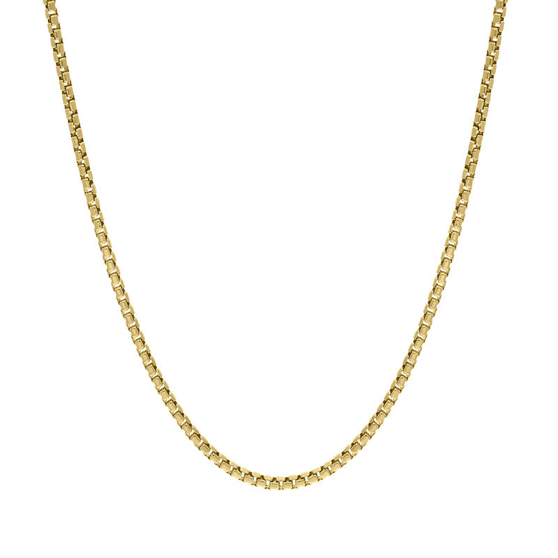Yellow Gold Plated Sterling Silver 24 Inch Rounded Box Chain - Gold