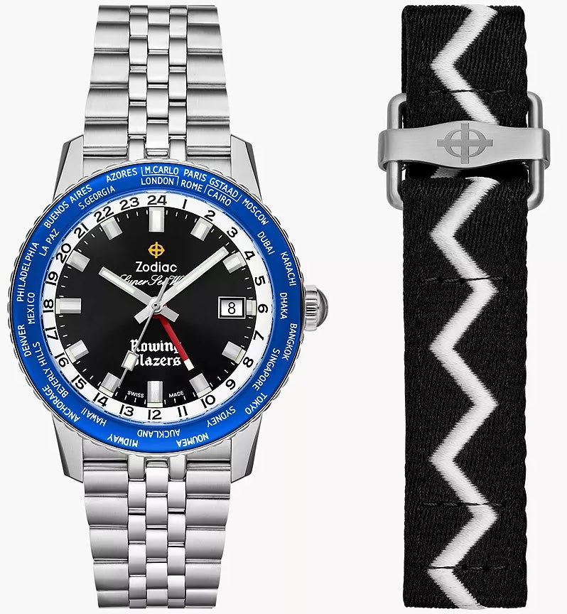 Zodiac Watch Rowing Blazers Super Sea Wolf GMT World Time