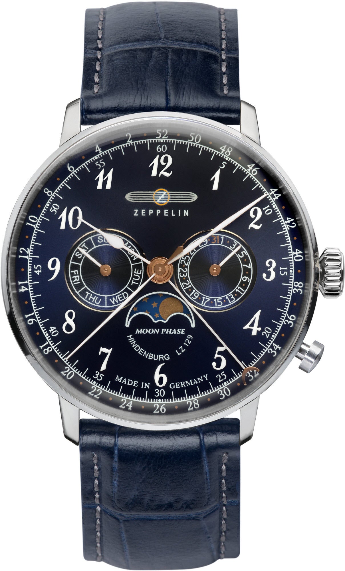 Zeppelin Watch LZ 129 Hindenburg Moonphase Mens - Blue