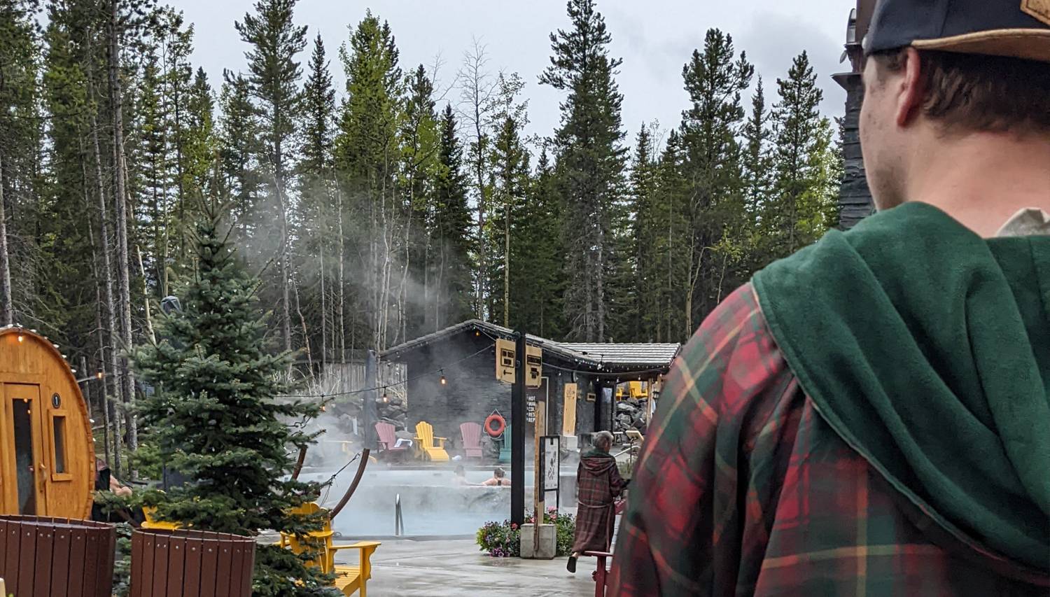 Man Walking Into Hydrotherapy Area at The Nordic Spa Kananaskis Alberta