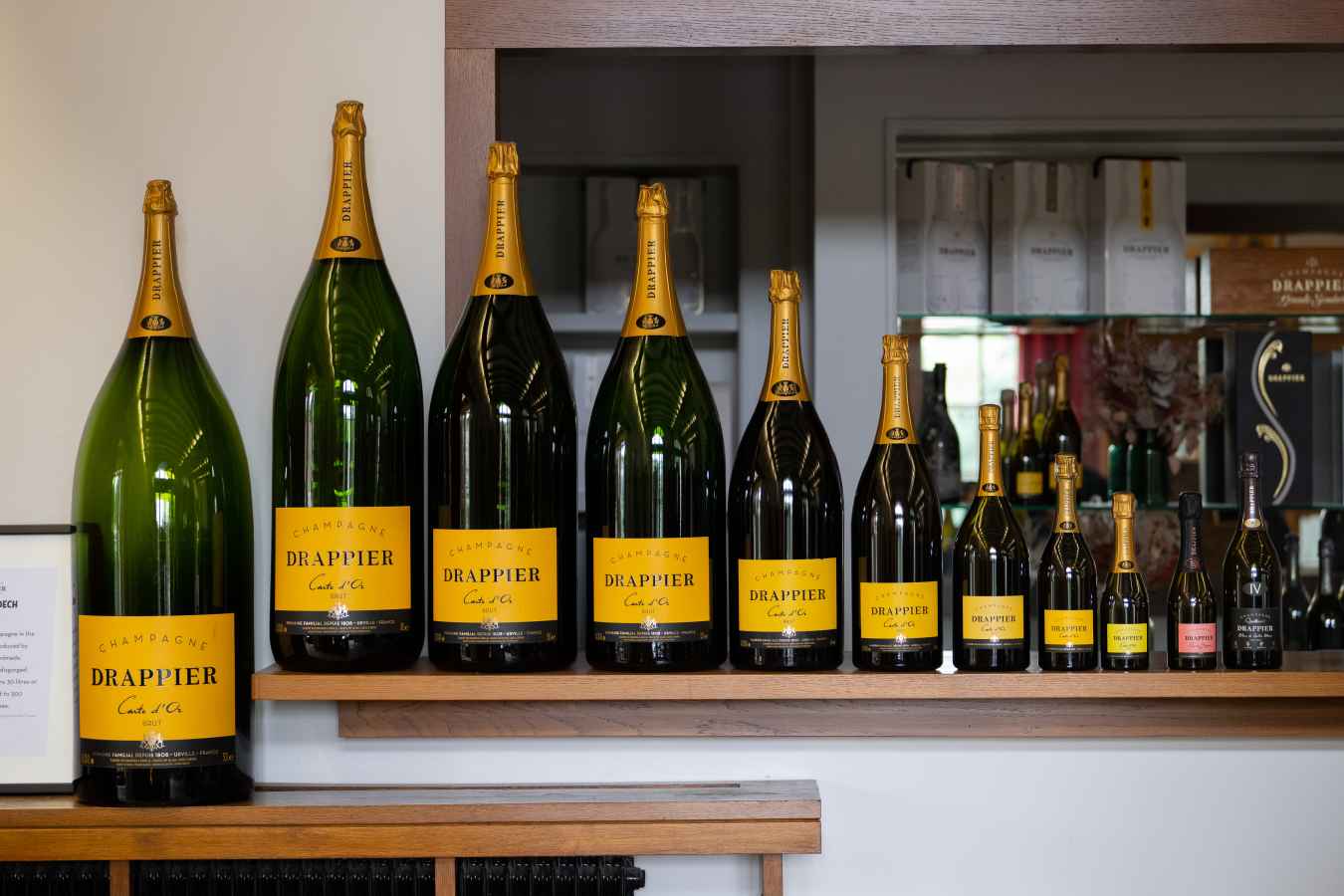 The range of available sized bottles