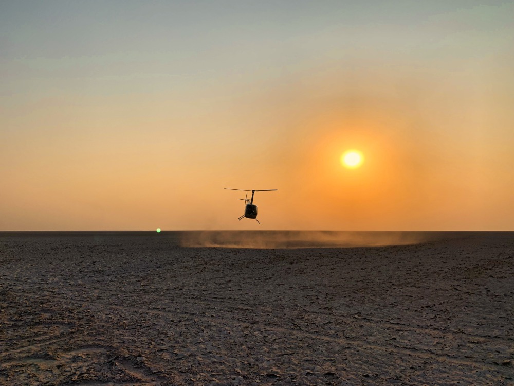 Helicopter Into The Makgadikgadi Pans Botswana